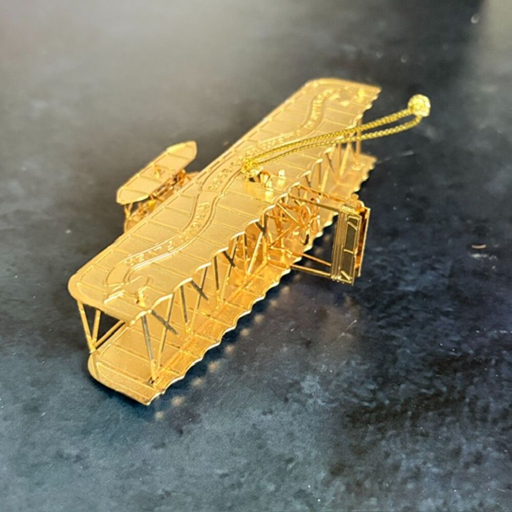 Wright Flyer 2002-2003 24Kt Gold Finish Christmas Ornament Centennial w/ Box